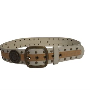 NWOT First Kiss Medallion wide belt S/M brass studs and medallions